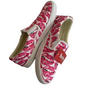 Bucket Feet Lip Service Print Slip On Shoes